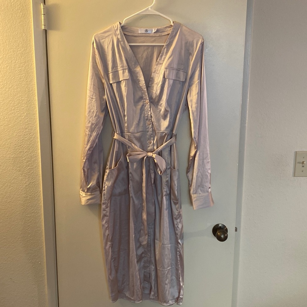 Satin Shirt Dress